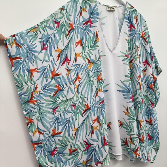 Show Me Your Mumu‎ Poncho Top XS Oversize Tropical Bird Paradise Beach Cover Up - Picture 6 of 8